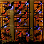 décoration de fenêtre halloween avec chauves-souris 3d et lumière led, stickers effrayants visibles de dehors