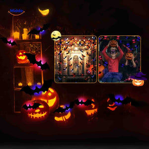 décoration de fête halloween avec chauves-souris 3d lumineuses led pour une ambiance effrayante