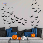 décoration murale halloween chauves-souris 3d led, stickers lumineux pour pièce à thème