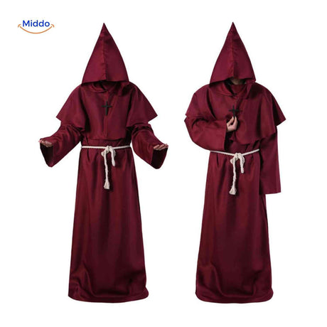 déguisement de prêtre religieux pour halloween, robe médiévale longue à capuche confortable