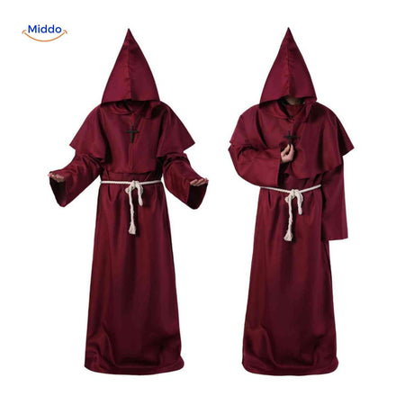déguisement de prêtre religieux pour halloween, robe médiévale longue à capuche confortable