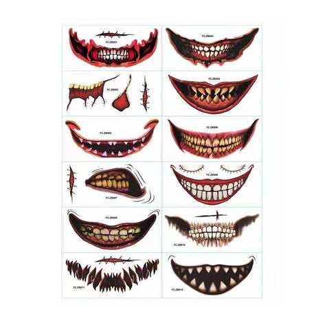 aperçu des designs de tatouages sourire d'horreur réalistes pour halloween
