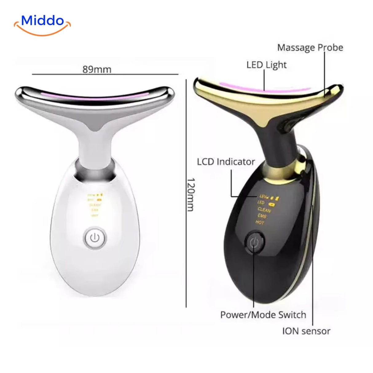 dermalift pro : gros plan sur la tête de massage et le dispositif led intégré