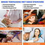 application du diapason 128 Hz sur le corps pour une thérapie par les fréquences