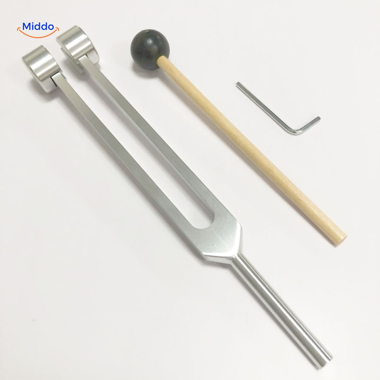 diapason de guérison argenté à tête ronde de 24,5 cm pour une sonothérapie complète