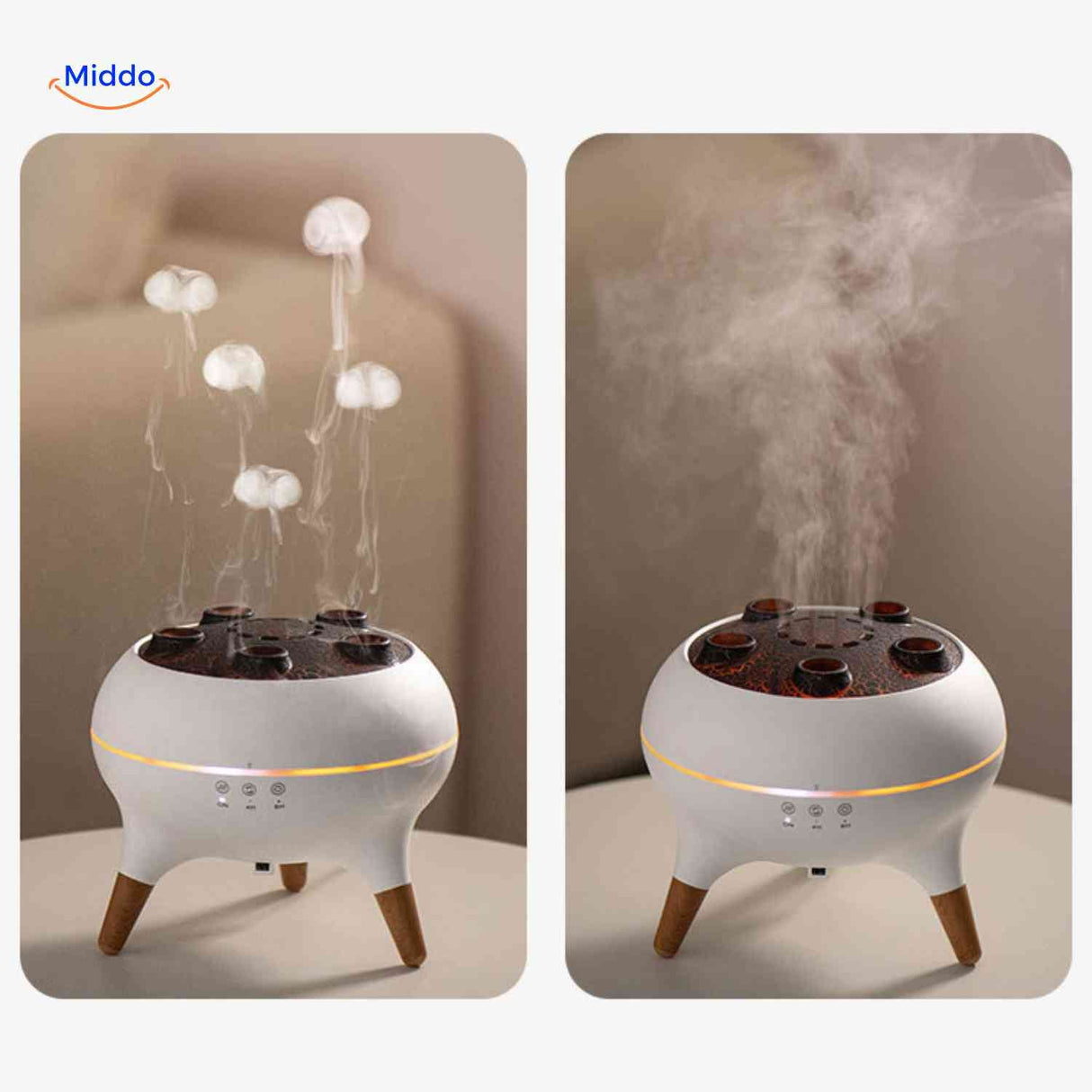 diffuseur en double mode : comparaison entre jet de vapeur et effet nuage doux