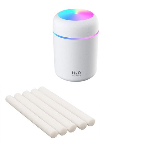 diffuseur d'humidité magic air coloris blanc livré avec cotons de rechange, disponible aussi en rose et gris