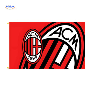 drapeau AC Milan avec emblème du club, coloré et résistant pour une utilisation en stade
