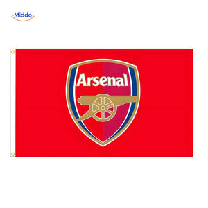 drapeau Arsenal avec logo du club, pour supporters des Gunners en stade ou à la maison