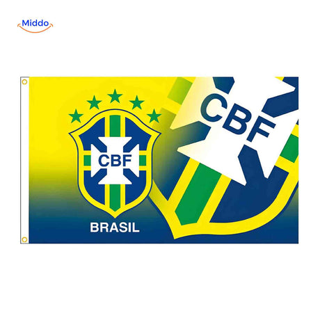 drapeau Brésil avec logo CBF de la fédération de football, pour supporters de la Seleção