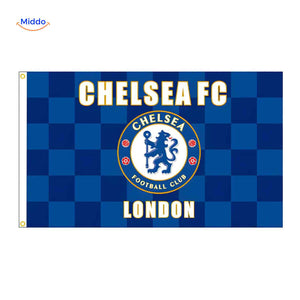 drapeau Chelsea FC London avec logo du club, pour supporters des Blues en stade ou à domicile