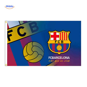 drapeau FC Barcelone avec logo officiel du club, pour supporters du Barça