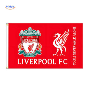 drapeau Liverpool FC avec logo du club pour supporters des Reds, coloré et résistant