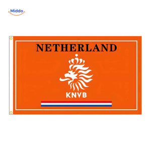 drapeau football Pays-Bas avec logo KNVB pour encourager les Oranje en tribune