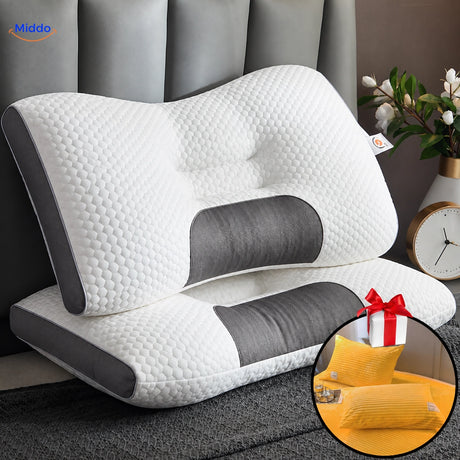 Oreiller DreamGuard Pro nid d’abeille avec 2 taies offertes – Jaune