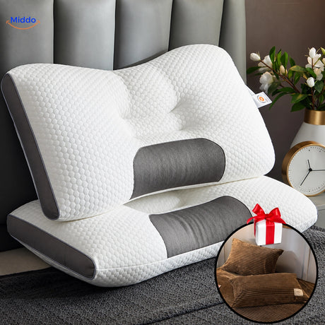 Oreiller DreamGuard Pro nid d’abeille avec 2 taies offertes – Marron