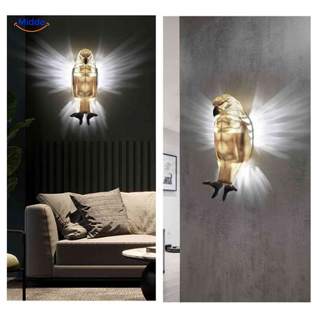 eclairage mural en forme d'aigle sculpte pour decoration d'ambiance, ideal comme piece maitresse au mur