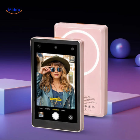 écran arrière avec caméra selfie intégrée et lumière LED pour photos nettes