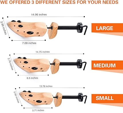 embauchoirs tendeurs disponibles en trois tailles pour s'adapter à toutes les pointures