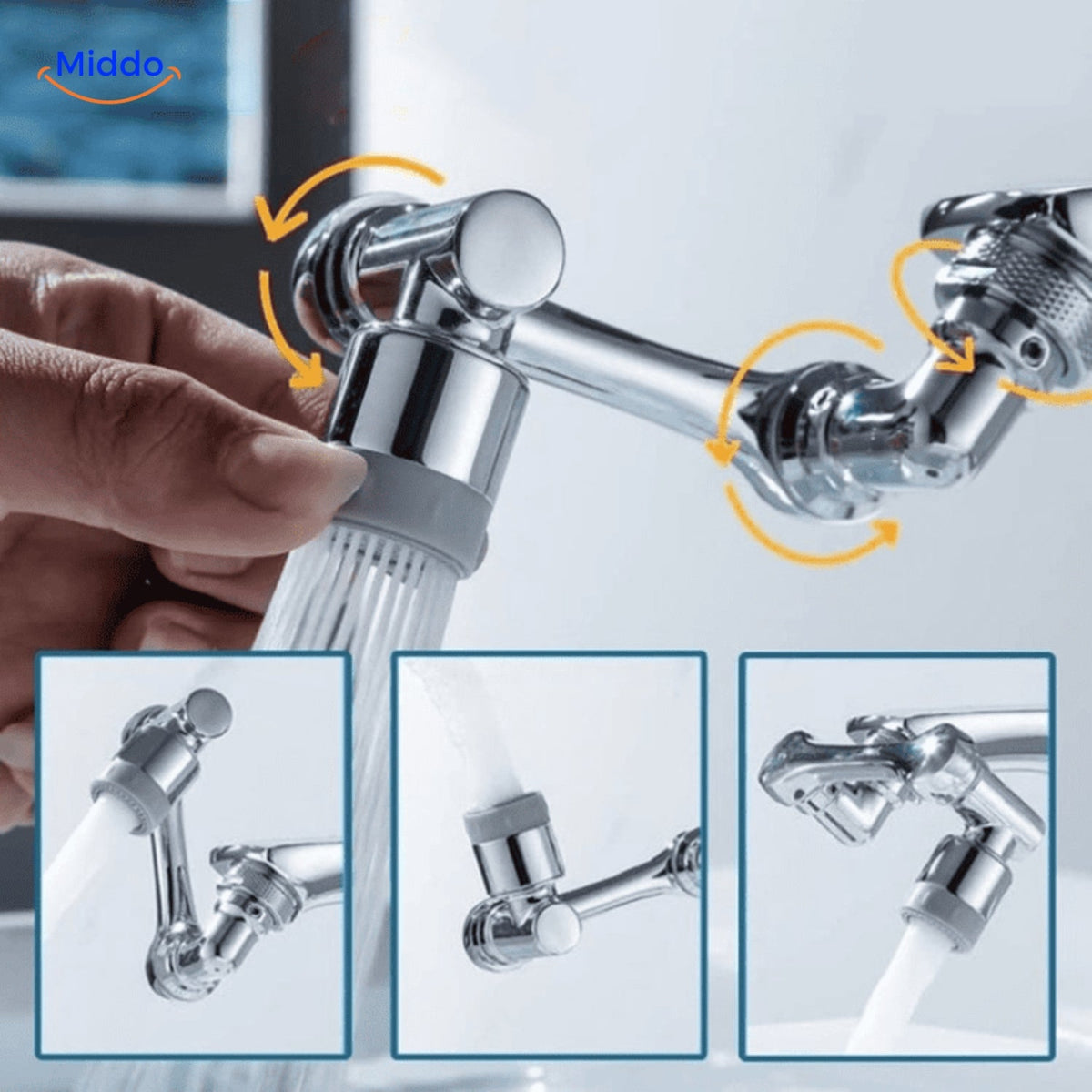 embout rotatif pour robinet : détail du mécanisme de vissage et de pivotement à 1080°