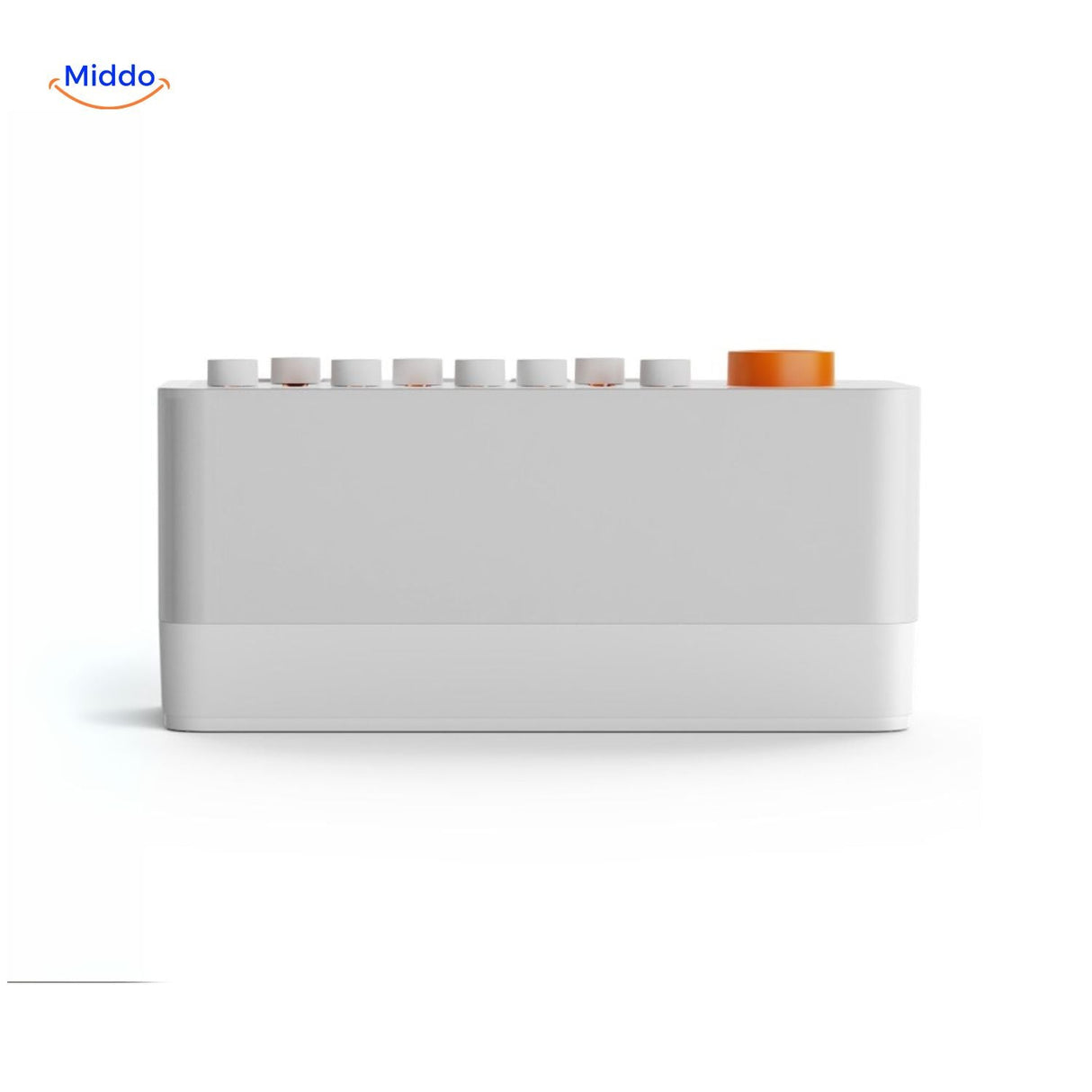 enceinte aide au sommeil au design minimaliste avec bouton de commande orange distinctif