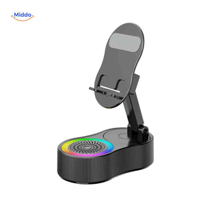 enceinte sans bluetooth coloris noir avec éclairage led arc-en-ciel allumé