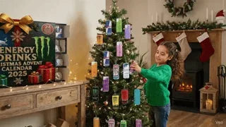 enfant qui ouvre une canette d'energy drink découverte dans le calendrier de l'avent