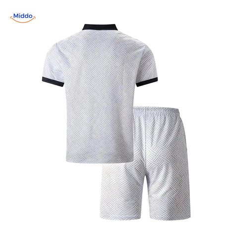 ensemble estival 2 pièces chemise légère et short à cordon coloris blanc vue produit