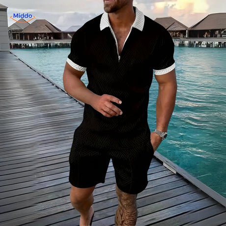 ensemble estival 2 pièces chemise légère et short coloris mixte porté en vacances