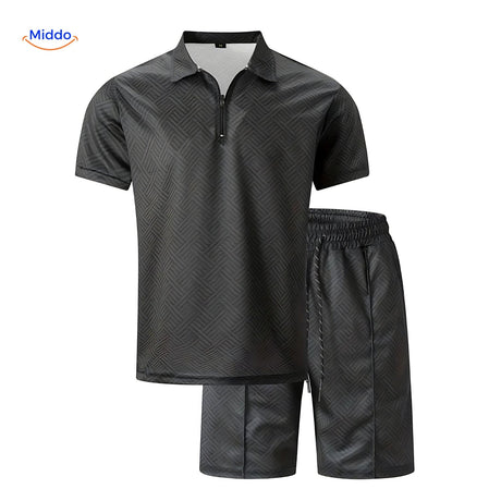ensemble estival 2 pièces chemise légère et short à cordon coloris noir vue produit
