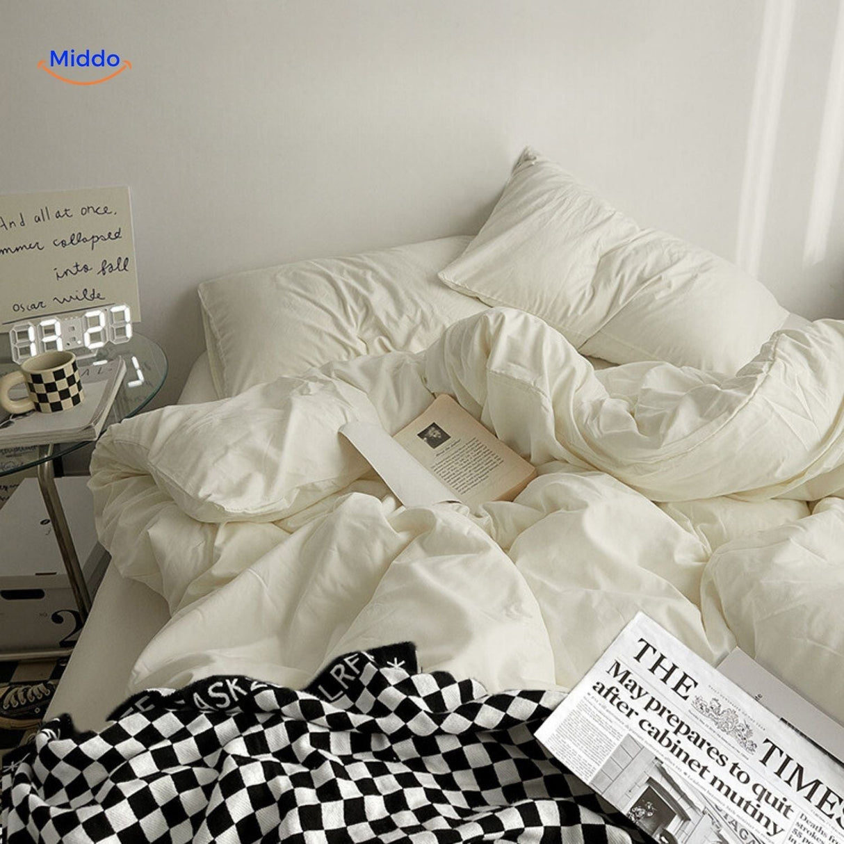 ensemble de literie jaune et crème au style chaleureux pour un sommeil confortable
