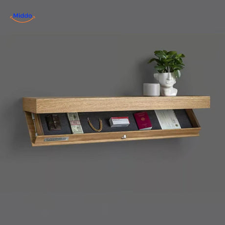 étagère murale en bois avec compartiment de rangement pour bijoux et passeports au quotidien