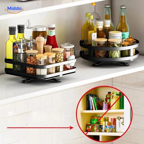 comparatif avant/après : comment bien utiliser l'étagère rotative à cadre métallique réglable
