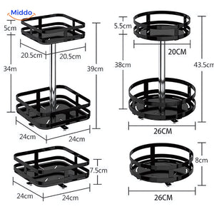 dimensions des modèles carré et rond de l'étagère rotative en métal moderne