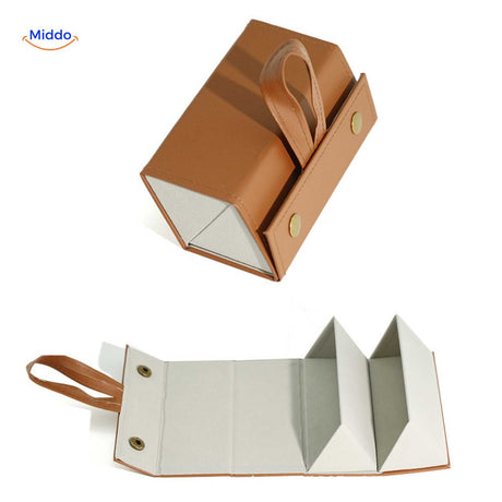 étui à lunettes pliable caramel 2 compartiments, format de voyage compact et élégant