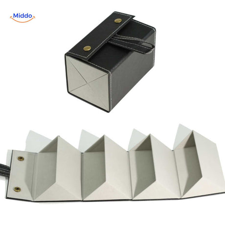 étui à lunettes noir 4 compartiments, organisateur pliable compact pour lunettes