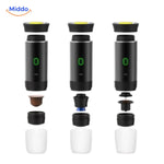 étapes d'installation de la machine à expresso portable pour capsules et café moulu