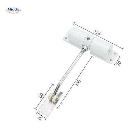 ferme-porte hydraulique avec galet de guidage coloris blanc, fermeture douce garantie
