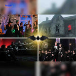 fête halloween décorée de chauves-souris 3d lumineuses, atmosphère terrifiante pour soirée entre amis