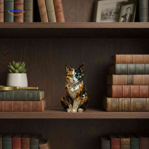 figurine chat en cristal intégrée dans une décoration intérieure moderne