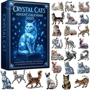 gros plan sur l'épaisseur et les détails d'une figurine chat en cristal du calendrier de l'avent