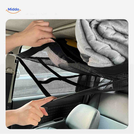 filet de plafond pliable avec fermeture éclair pour ranger couverture ou oreiller en voiture