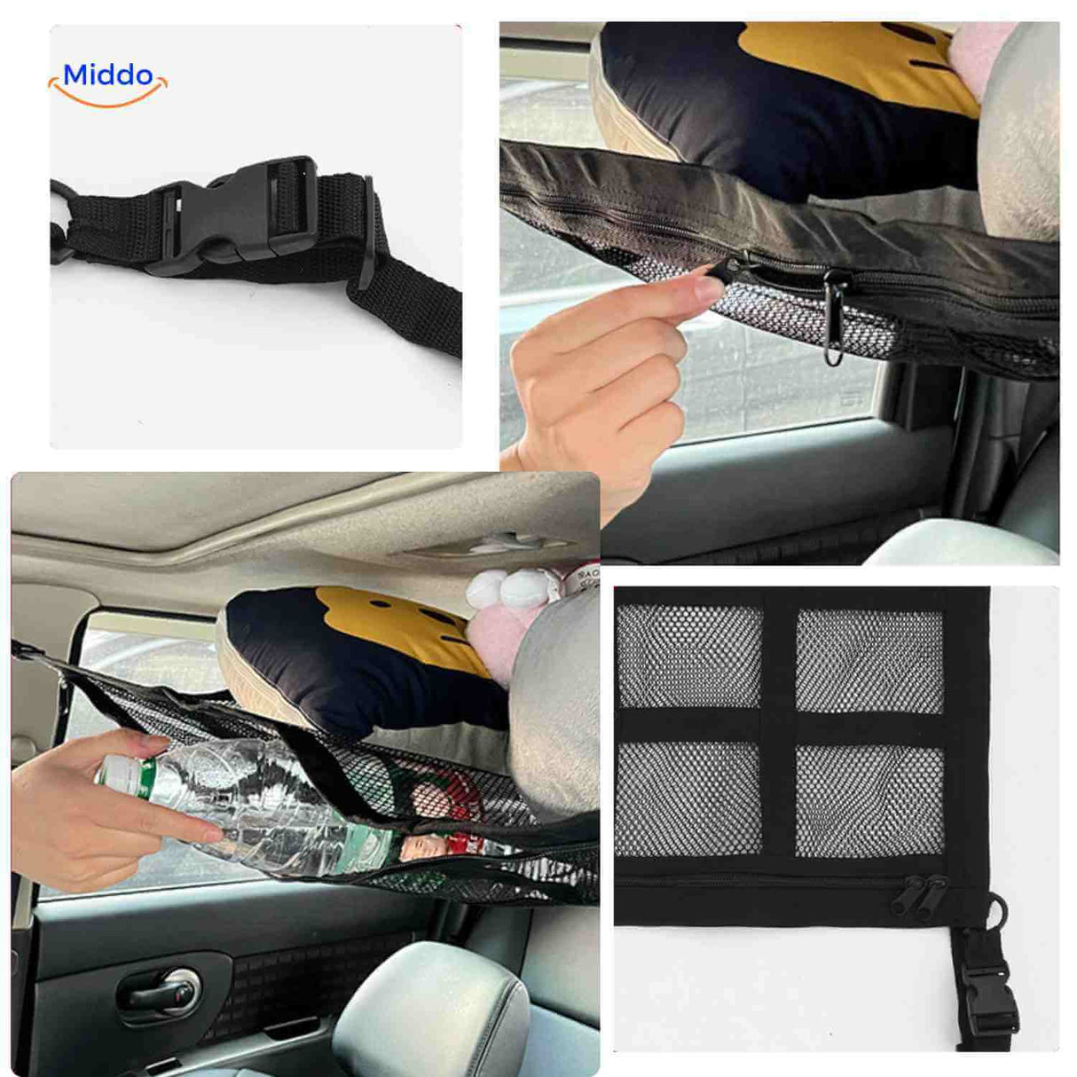 filet de rangement bagages pour voiture avec boucles solides et fermeture éclair sécurisée