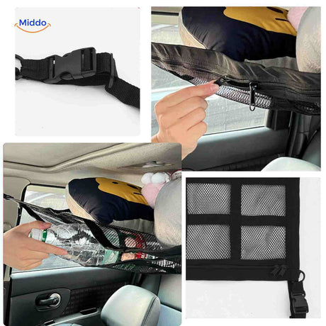 filet de rangement bagages pour voiture avec boucles solides et fermeture éclair sécurisée