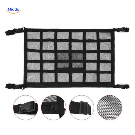 filet de toit multi-compartiments avec boucles de fixation robustes pour voiture ou bateau