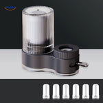 filtre robinet bleu avec filtre blanc et raccord chrome pour montage facile
