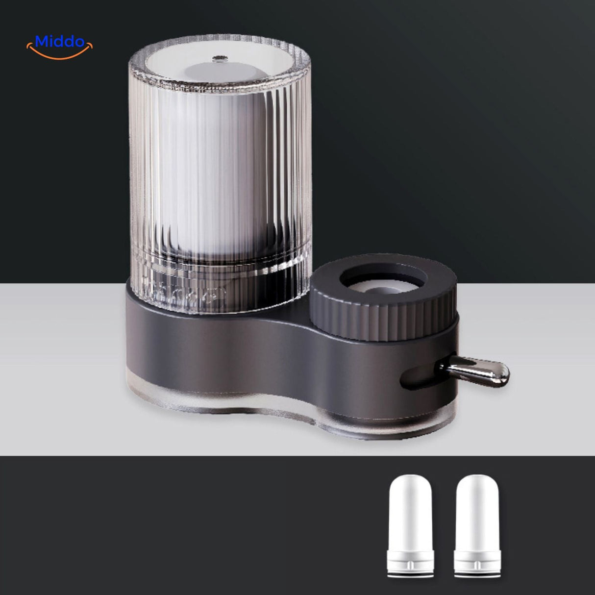 filtre robinet avec design bicolore blanc et bleu pour purification de l'eau