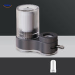 filtre robinet transparent avec section grise et raccord chrome pour eau purifiee