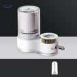 filtre robinet au corps transparent laissant voir le filtre avec raccord chrome