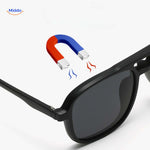 gros plan sur le systeme de fixation magnetique des clips interchangeables des lunettes de soleil